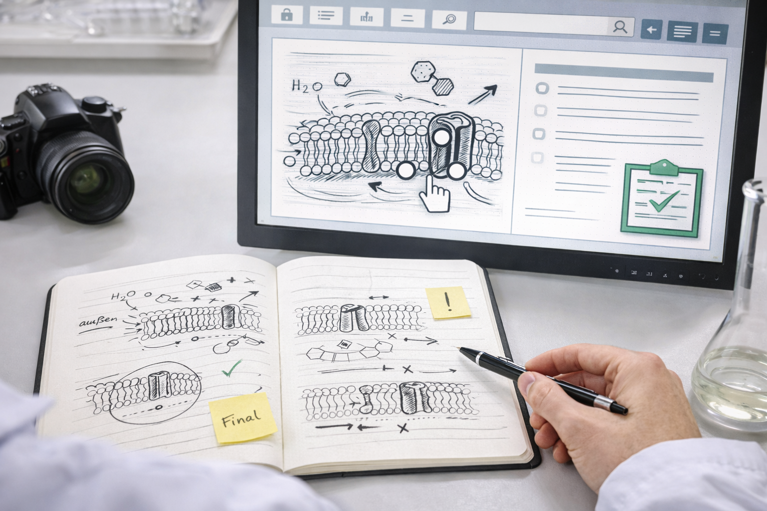 Beispiel: Website-Ansicht mit interaktiven Elementen